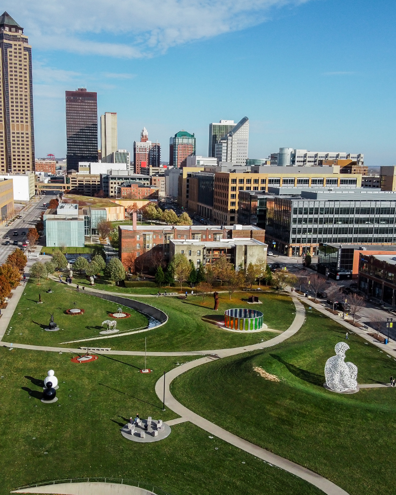 Aerial view of Des Moines Sculpture Park