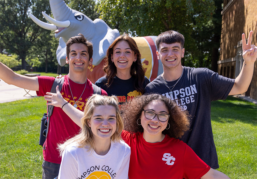 Students in front of Thunder statue