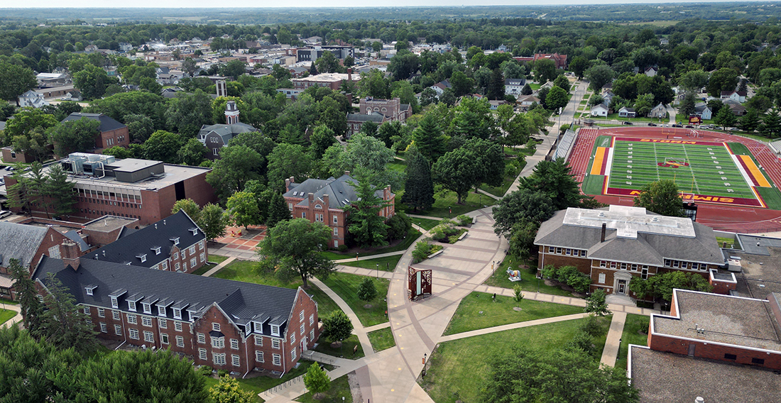 Wide campus aerial view