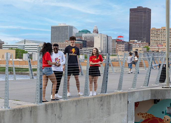 Simpson College students in Downtown Des Moines