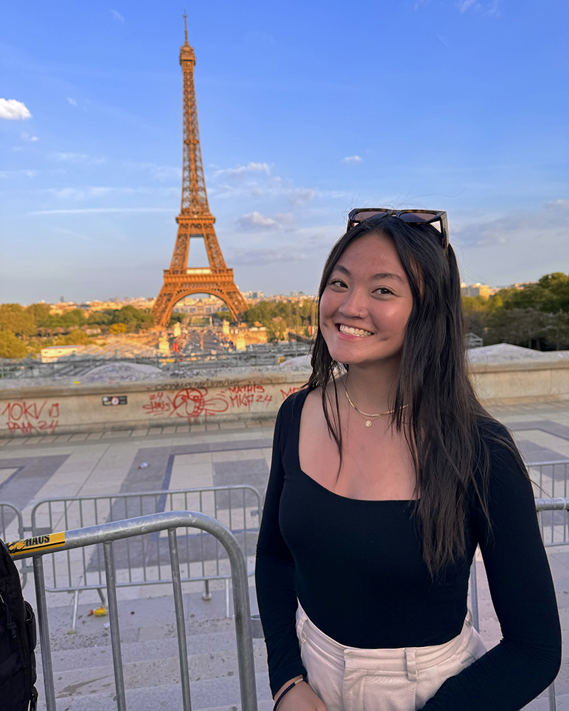 Simpson College student at the Eiffel Tower