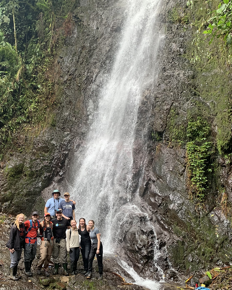 May Term group near a waterfall