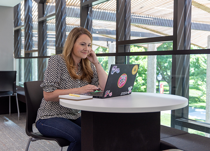 Adult student studying in Dunn Library