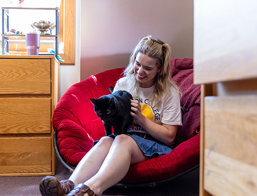 Student with her service cat