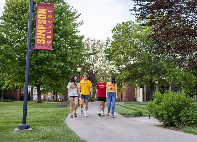 Students walking on campus