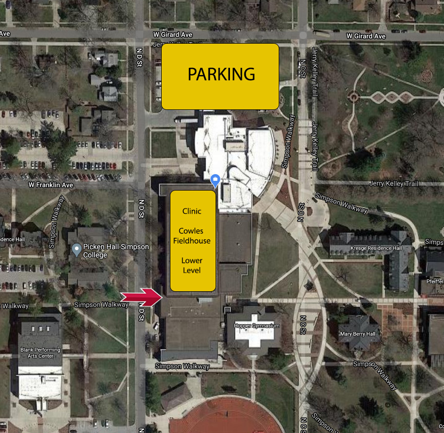 Cowles Fieldhouse Vaccine Clinic map