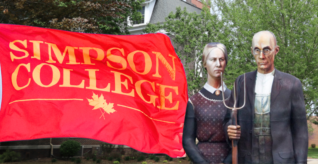 American Gothic Couple with Simpson Flag