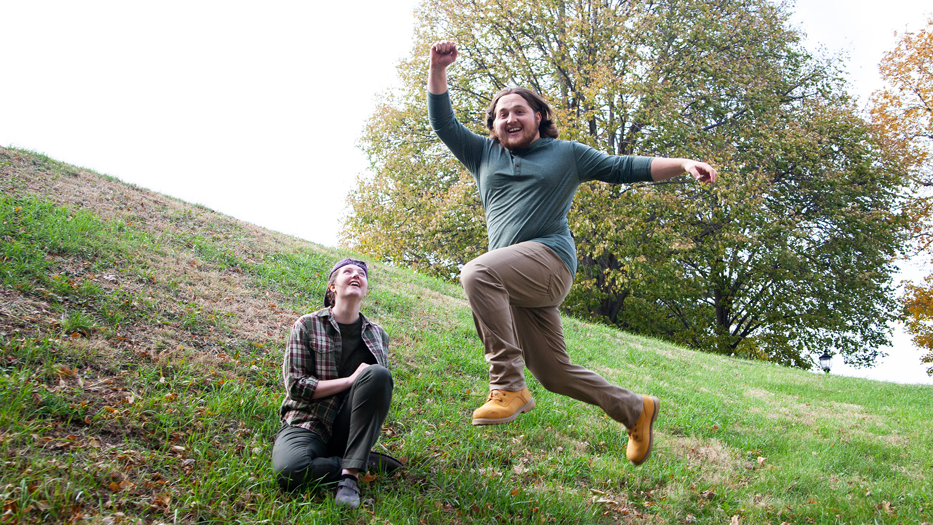 Simpson College students Caitlin Potter and Tanner Tillotson. Potter plays Rosalind and Tillotson plays Orlando in Simpson's production of Shakespeare's "As You Like It."