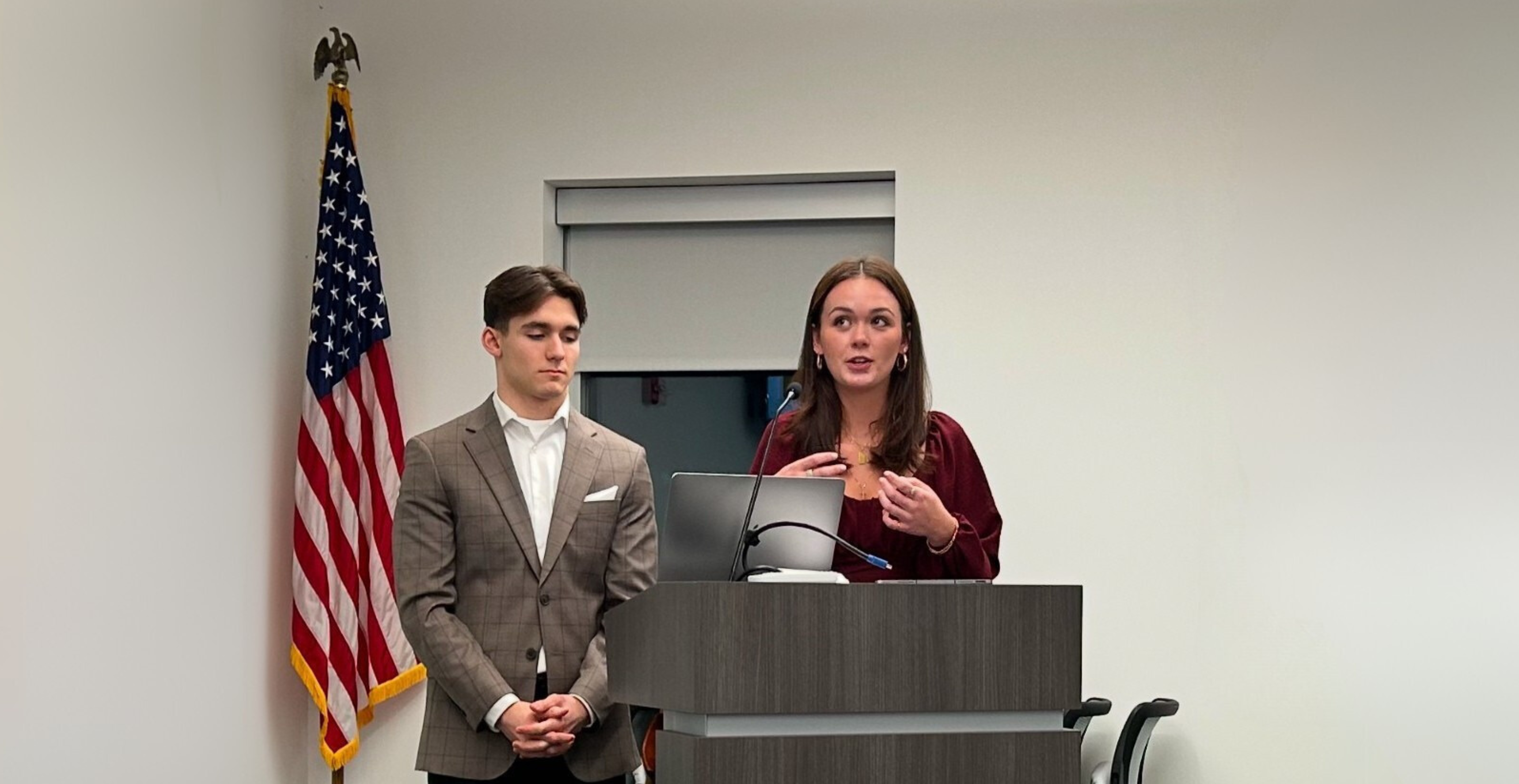 Ava Carnes and Jack Campbell Presenting to the Indianola School Board