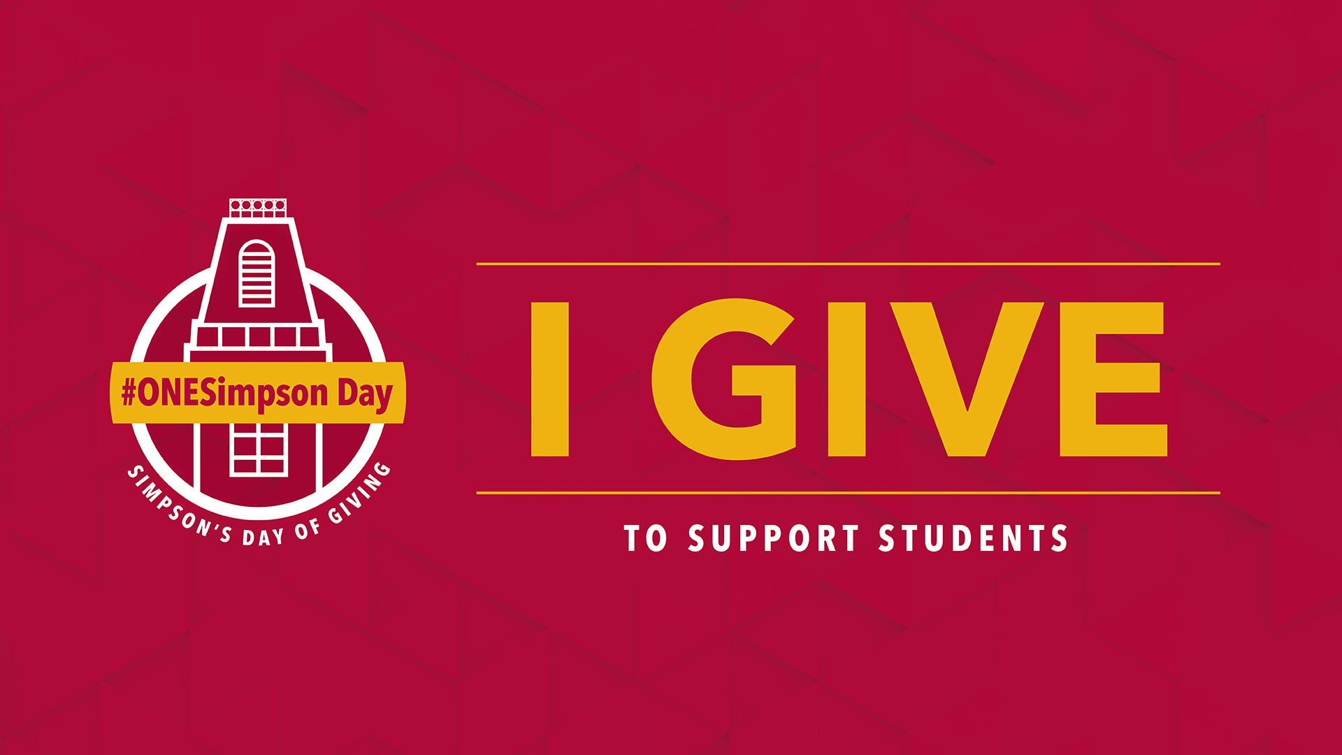 #ONESimpson Day Graphic: I Give to support students